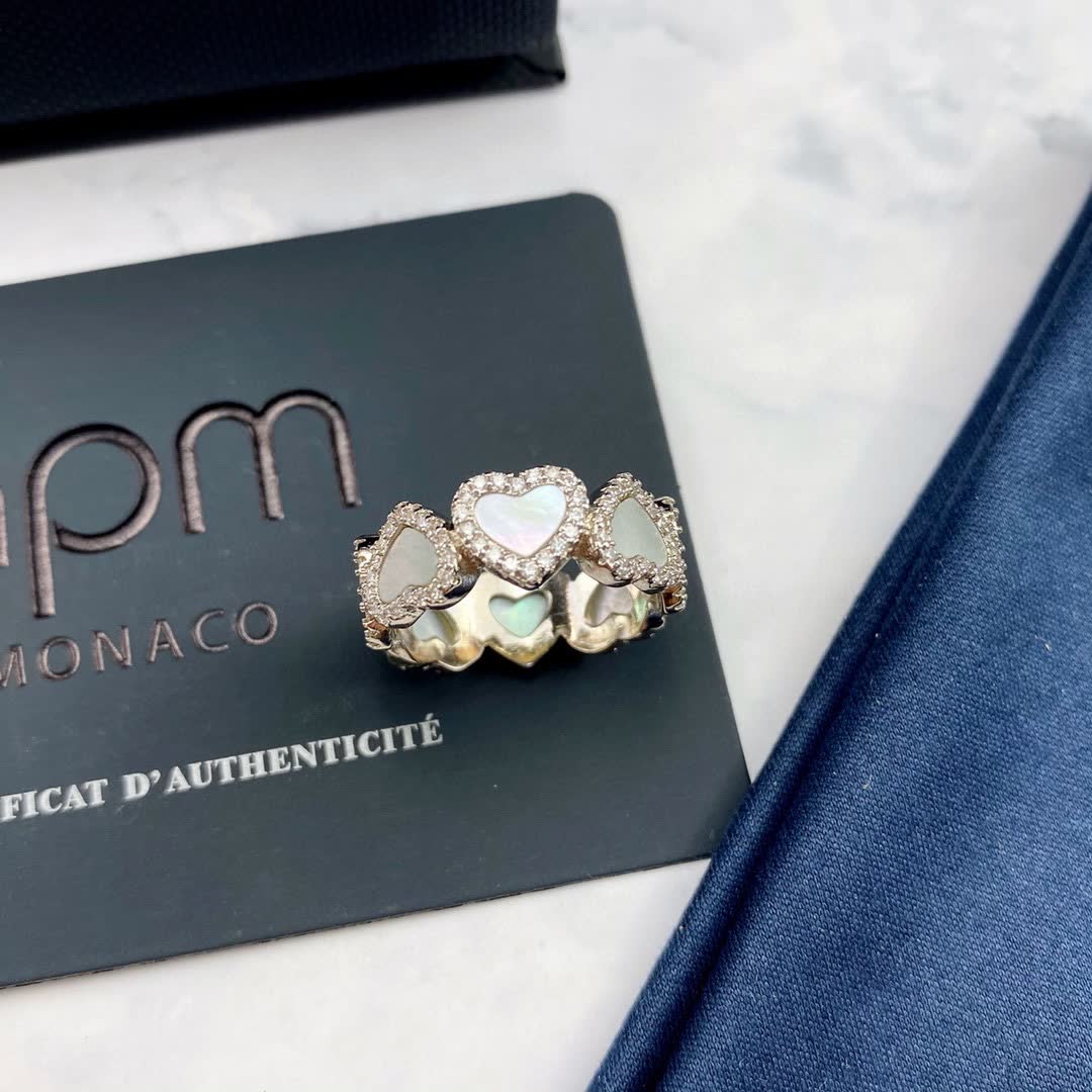 APM Monaco Silver Heart Ring with Diamonds